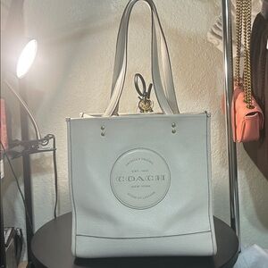 Coach Dempsey Cream Leather Tote